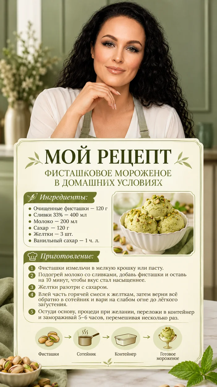 Фотосессия фисташкового мороженого