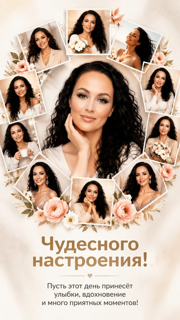 Фотооткрытка для неё с поздравлением "Чудесного настроения!"