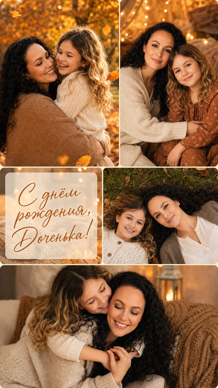 Фотооткрытка для доченьки с текстом "С днём рождения, Доченька!"