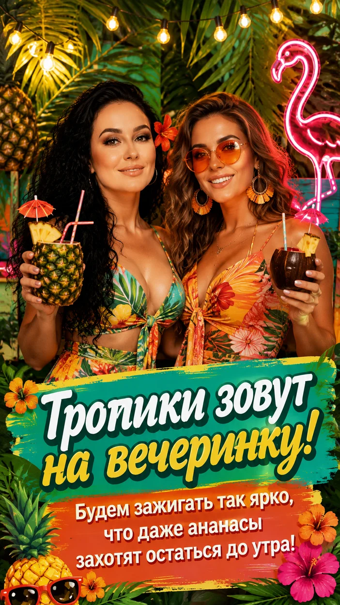 Фотооткрытка «Тропики зовут на вечеринку!»