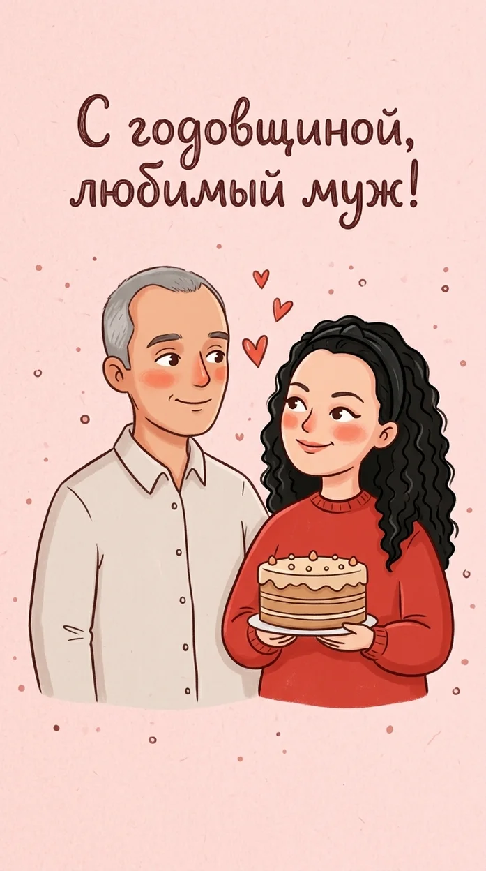 С годовщиной, любимый муж - Открытка с вашим фото 