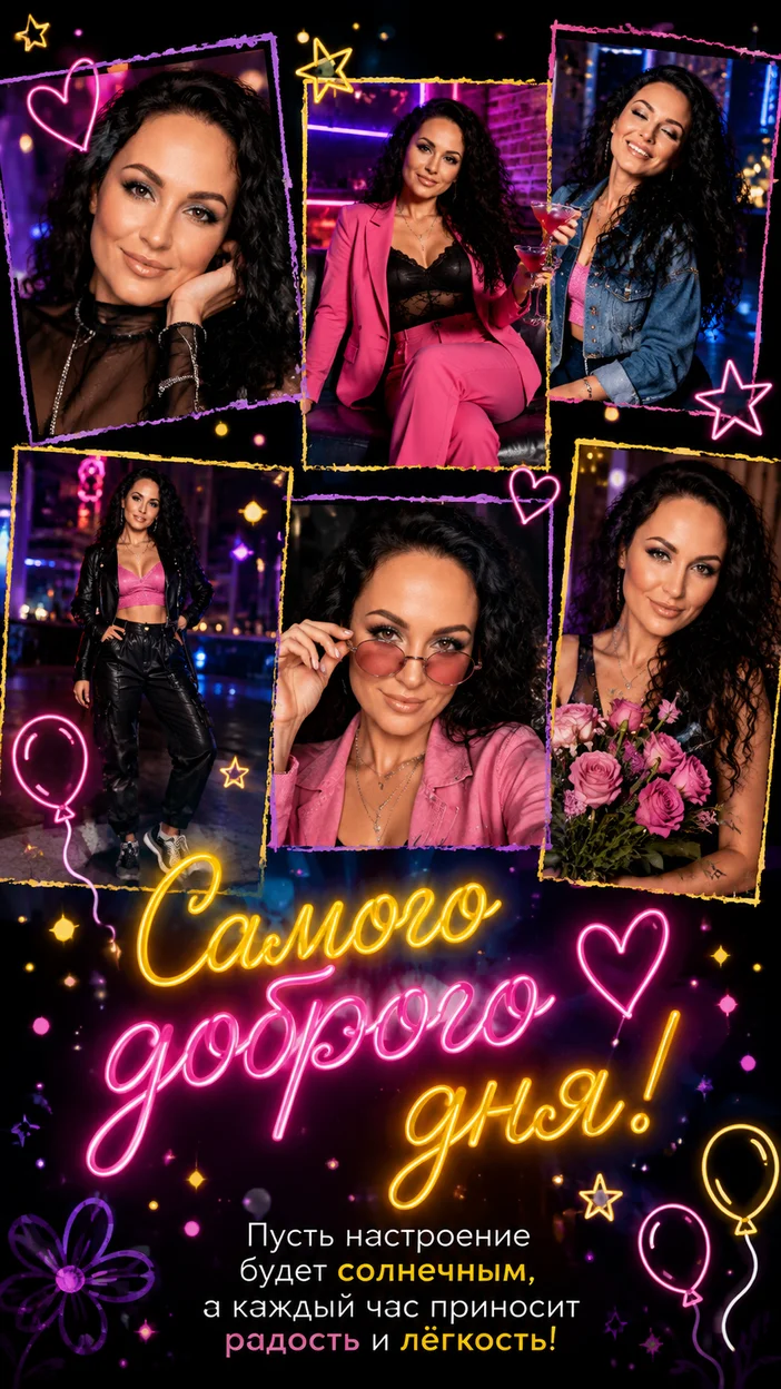 Фотооткрытка для неё с поздравлением "Самого доброго дня!"