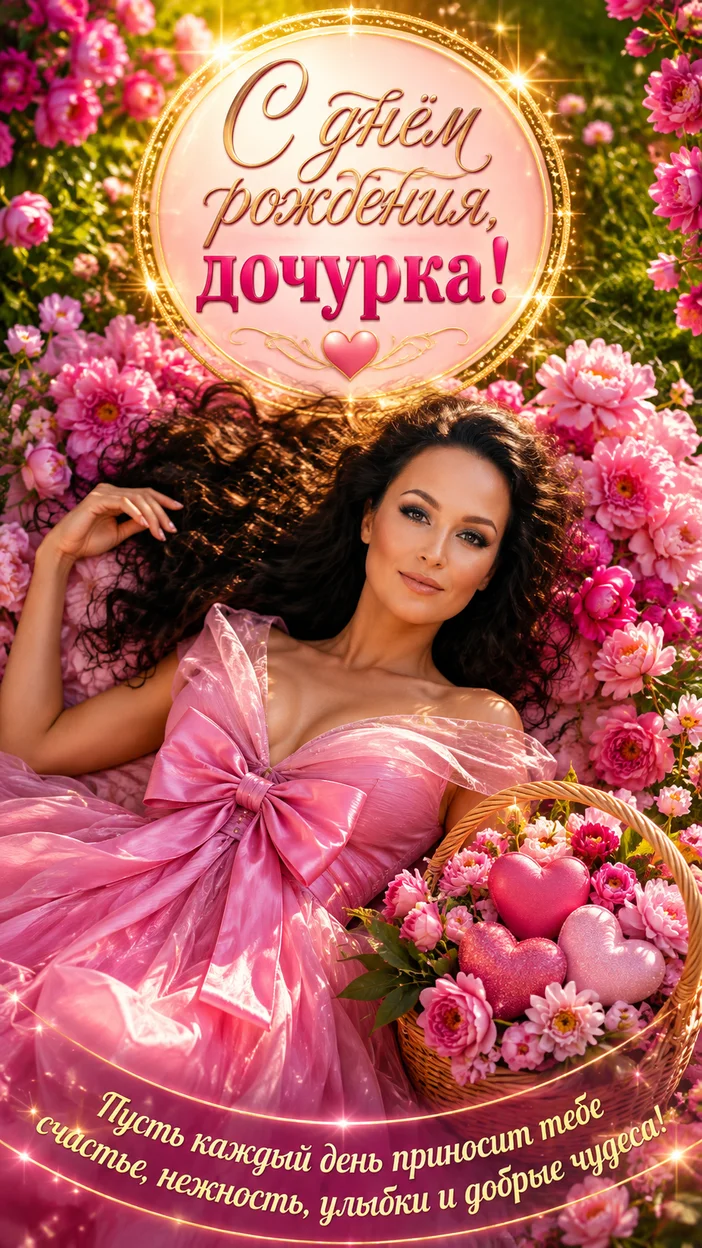 Фотооткрытка для дочери с поздравлением "С днём рождения, дочурка!"
