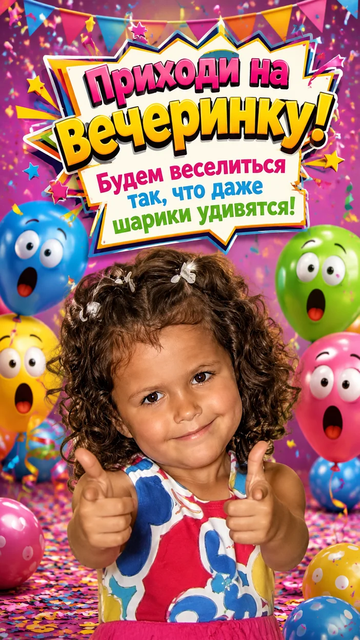 Фотооткрытка — Приходи на вечеринку!