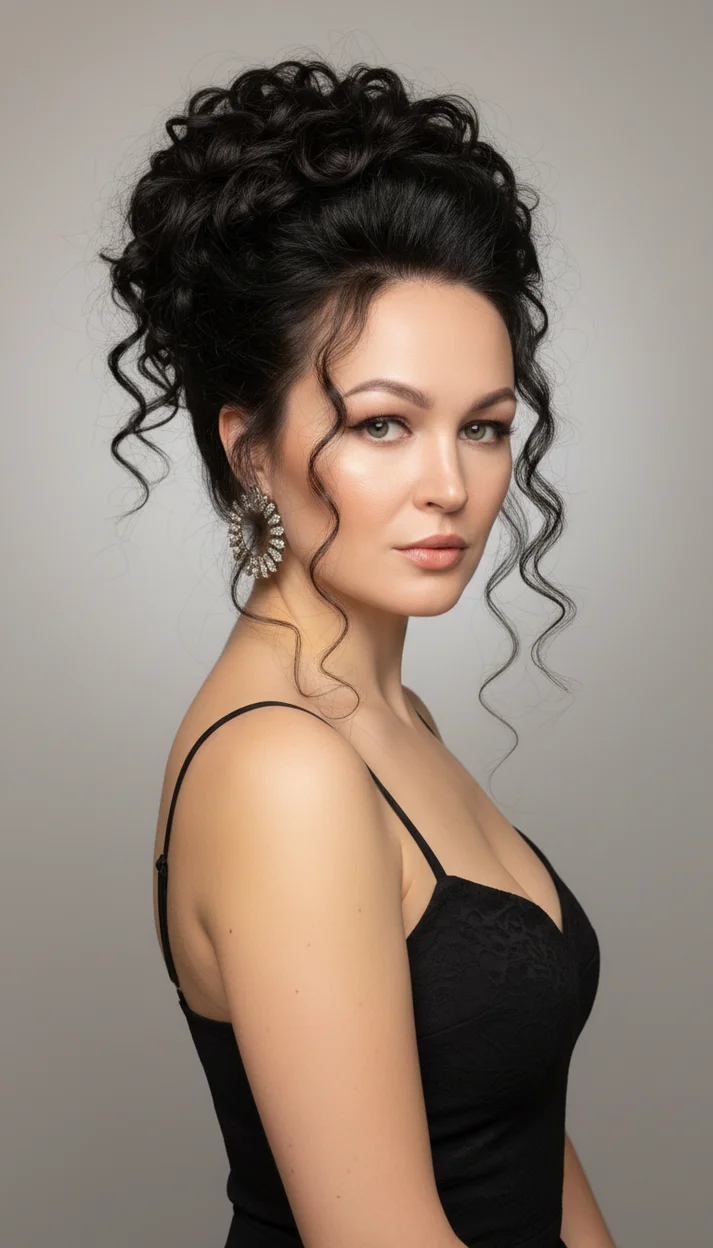 Замена прически - Высокая объёмная прическа с упругими структурными кудрями