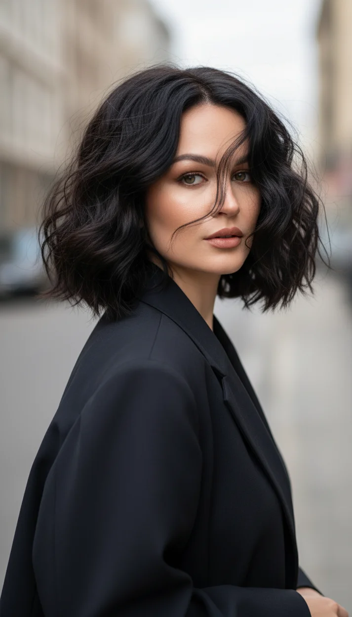 Замена прически - Объемное текстурное каре с хаотичными волнами и динамичной укладкой 