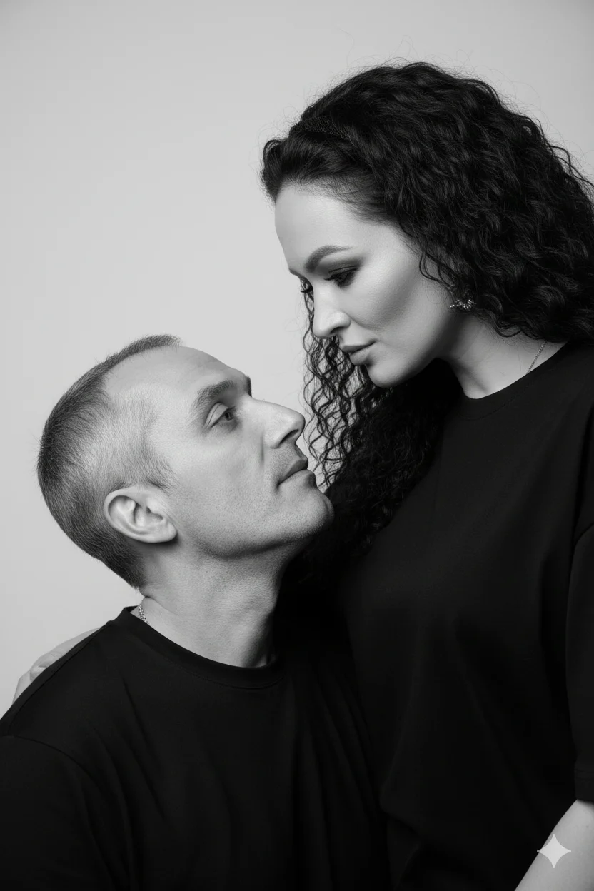 парные фото чб 