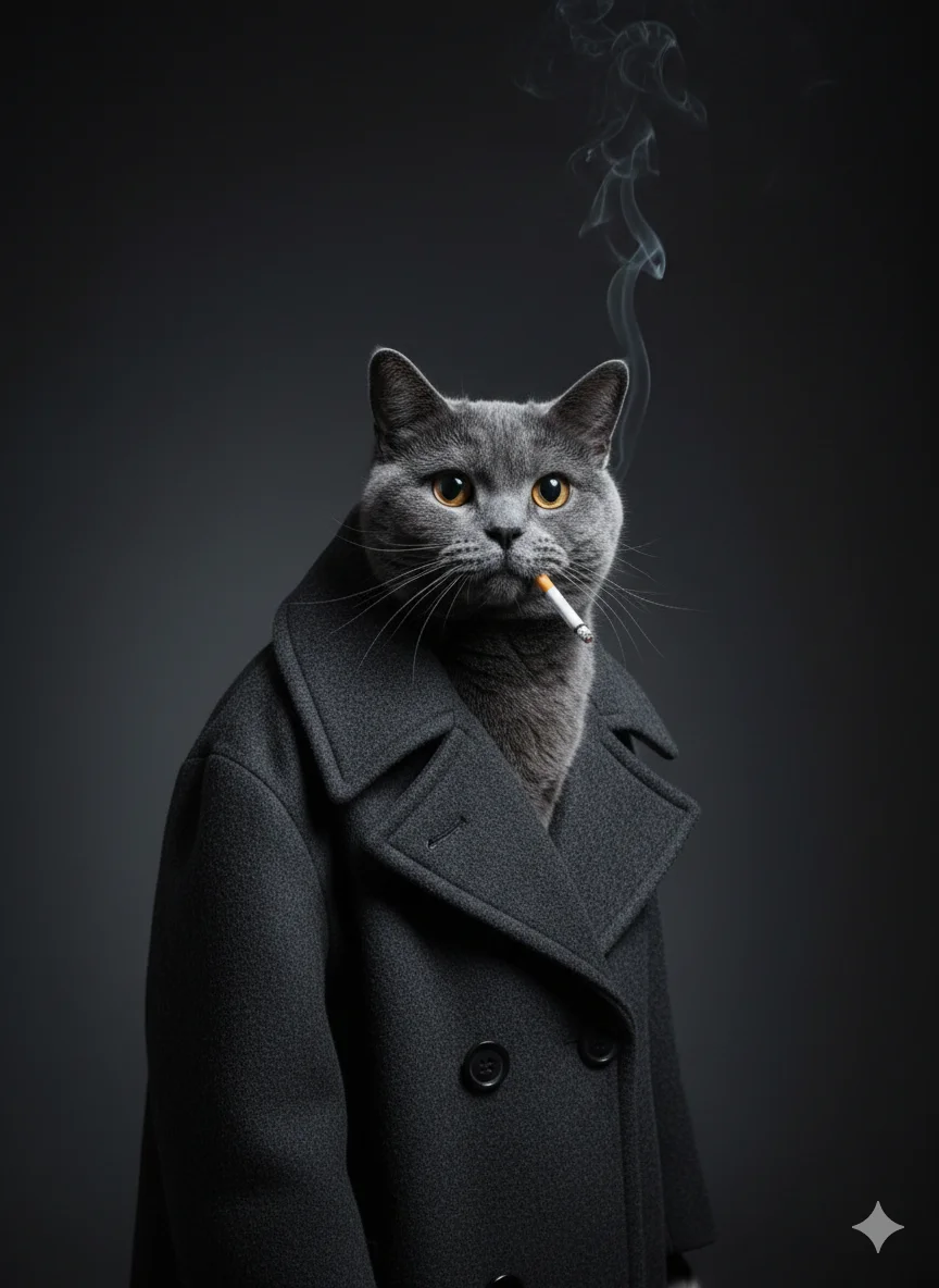 ИИ-фотосессия — Кот с сигаретой