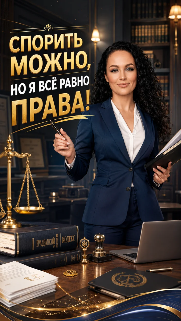 Фотооткрытка для юриста с поздравлением "СПОРИТЬ МОЖНО, НО Я ВСЁ РАВНО ПРАВА!"