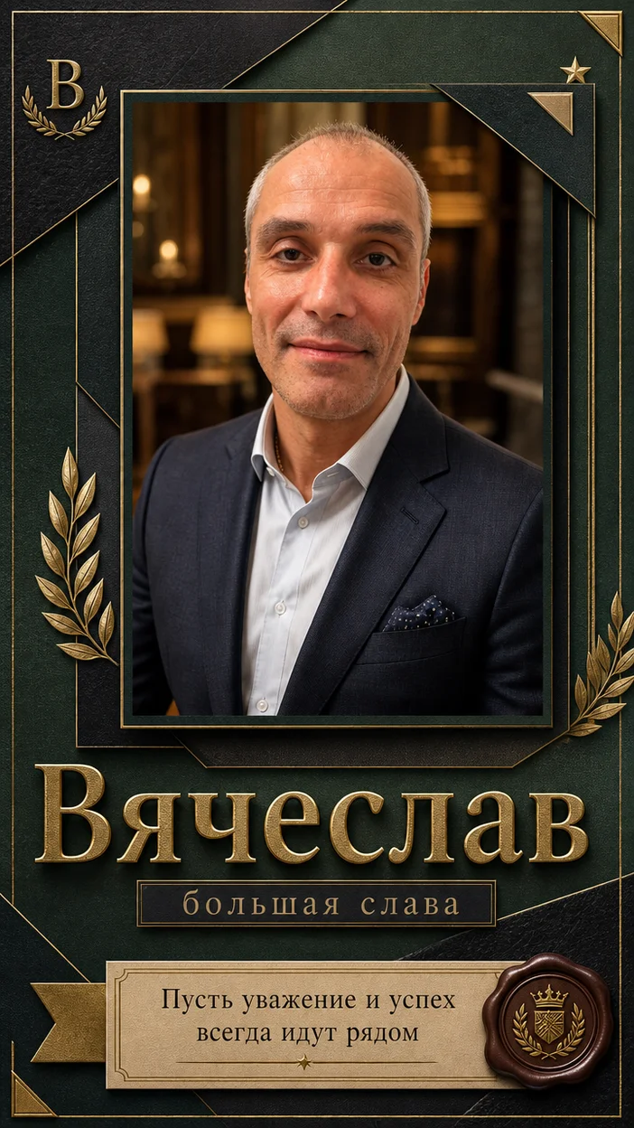 «Вячеслав» именная открытка 