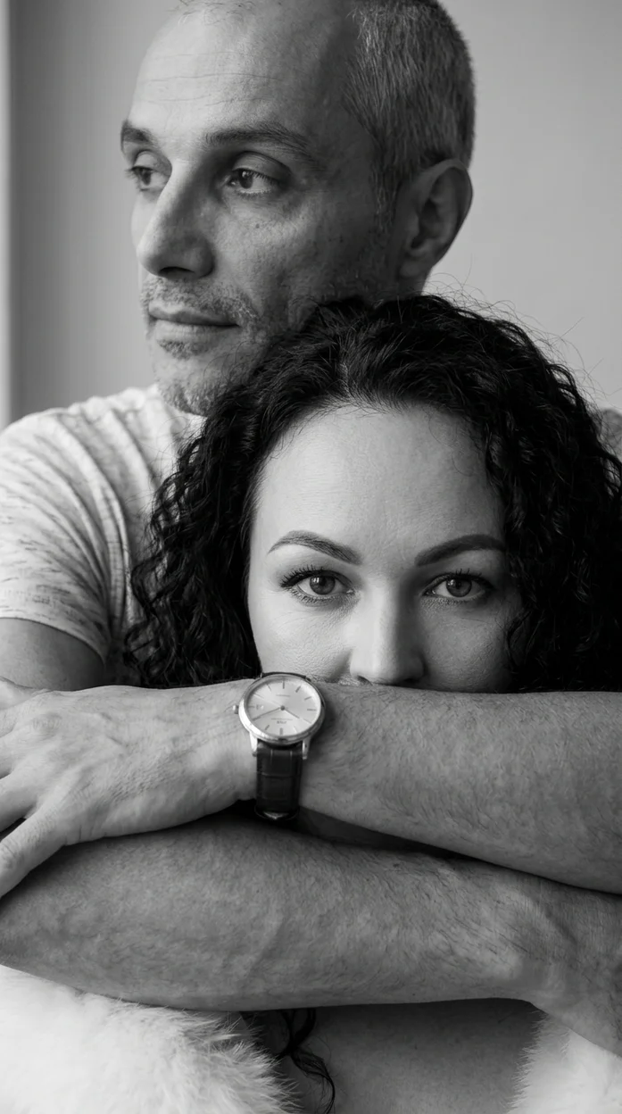 чёрно-белая фотореалистичная фотография пары