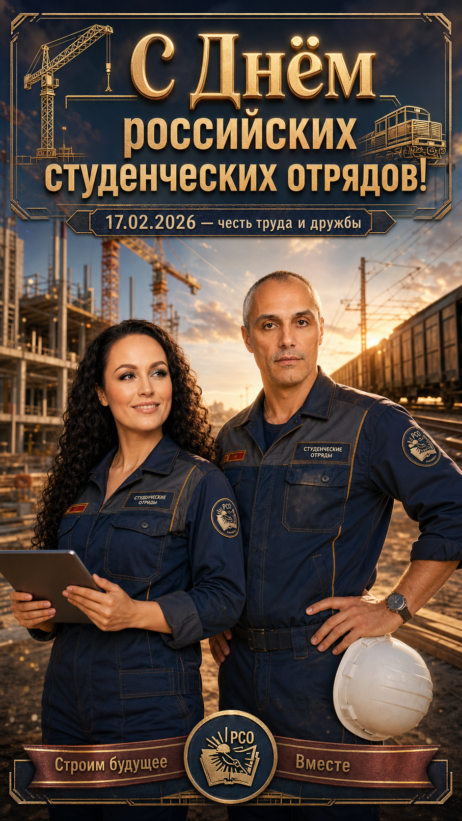 День российских студенческих отрядов — 17.02.2026 — праздничная фотосессия на стройплощадке