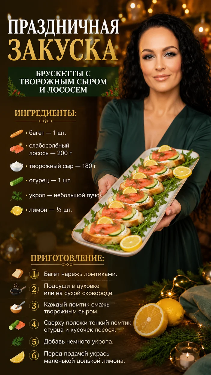 Фотосессия брускетт с лососем и творожным сыром
