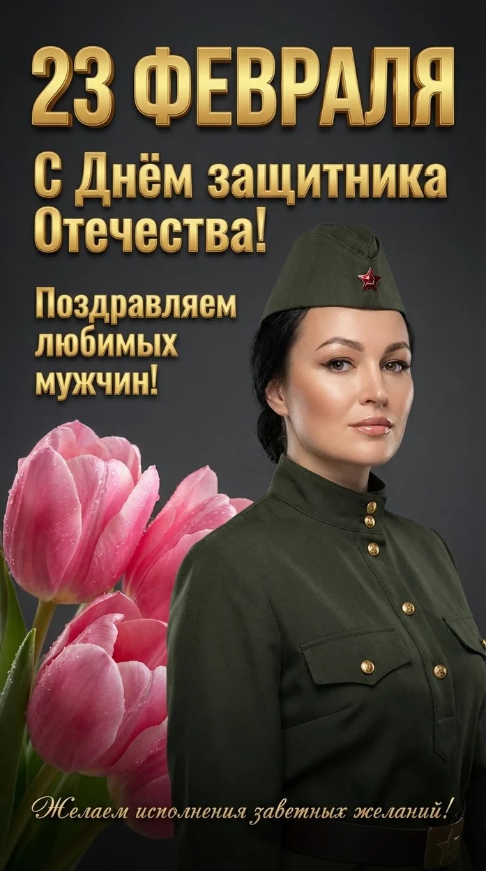 Открытка с 23 февраля с вашим фото 