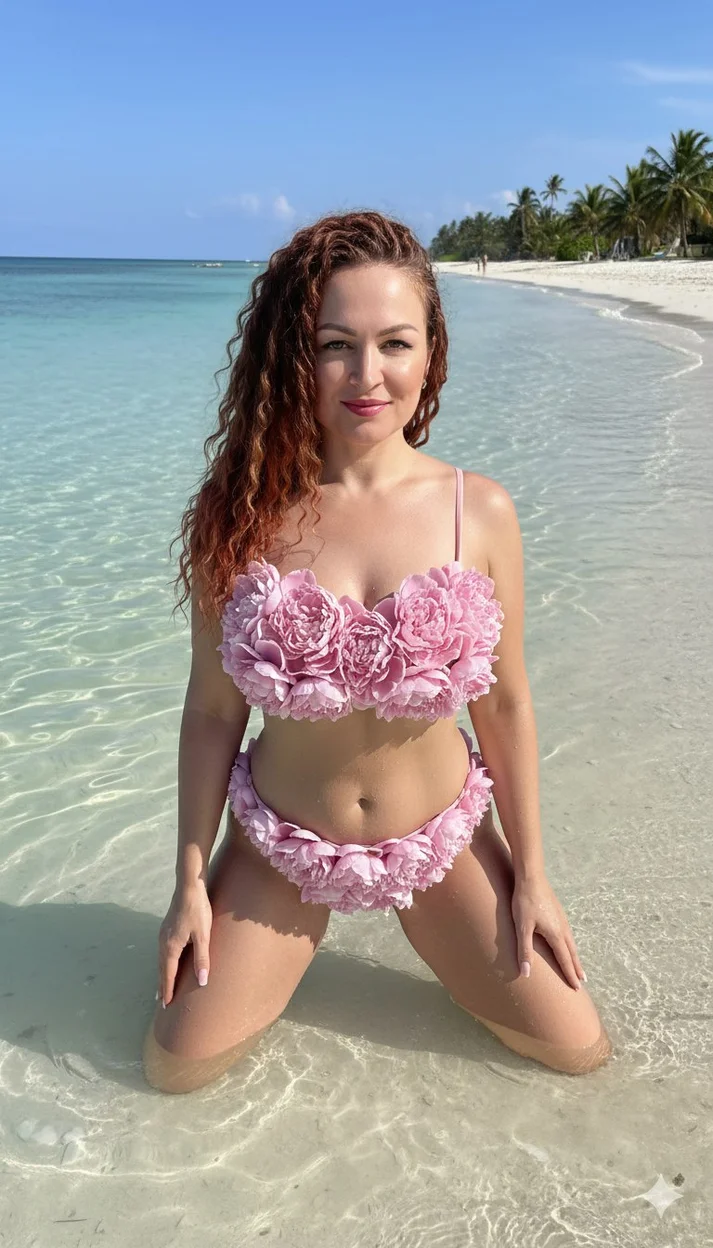 Морская нимфа в пионах