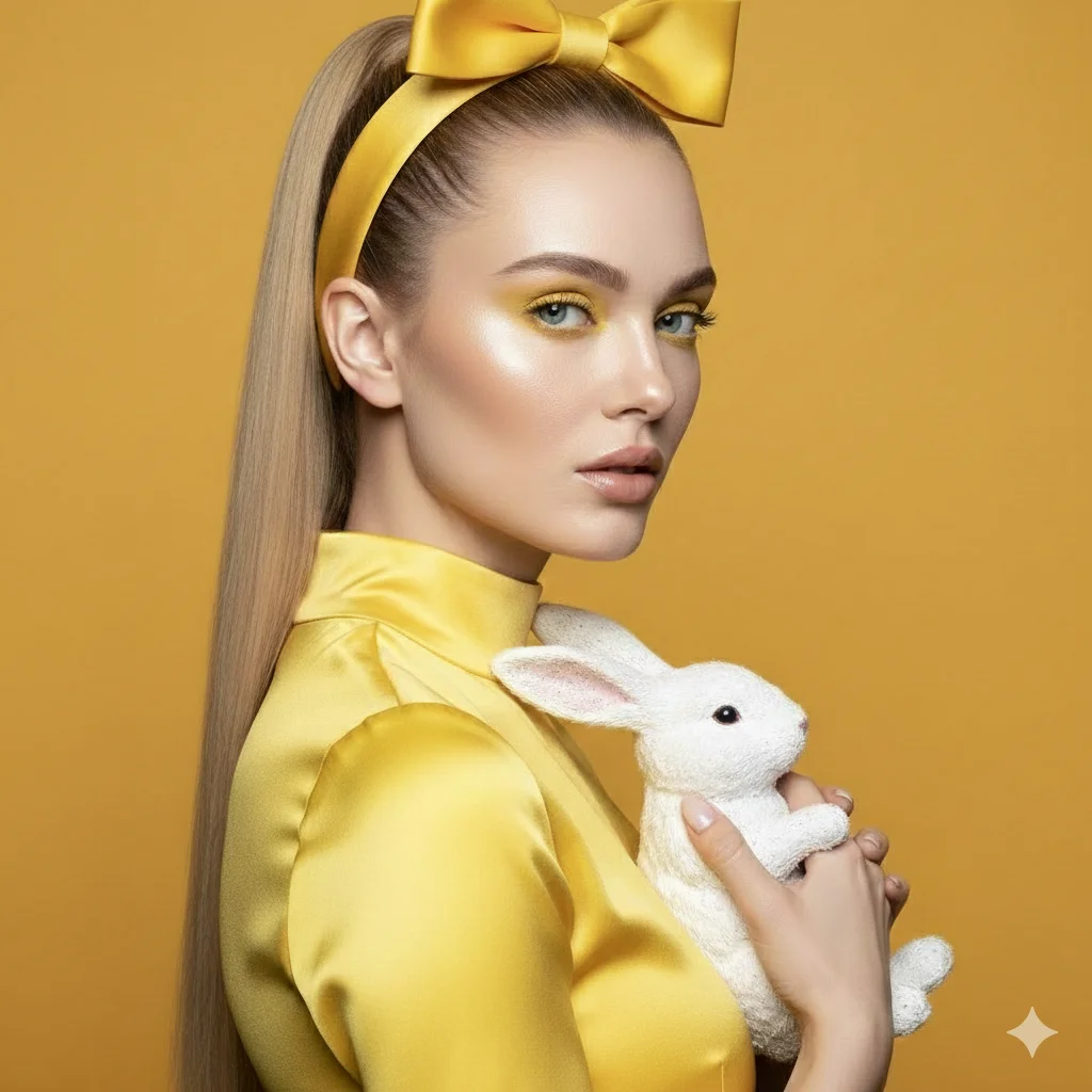 Сцена для продаж - Серьги (Девушка с крупным бантом и кроликом) 