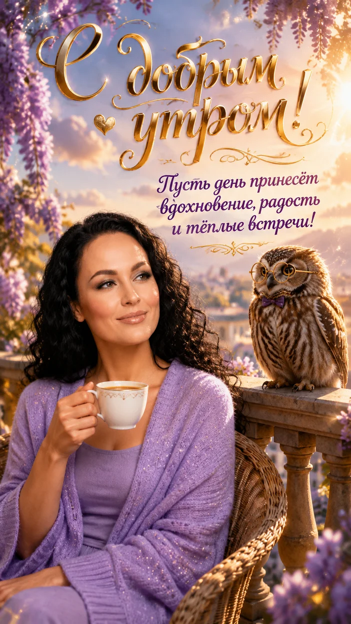 Фотооткрытка для любимого человека с пожеланием "С добрым утром!"