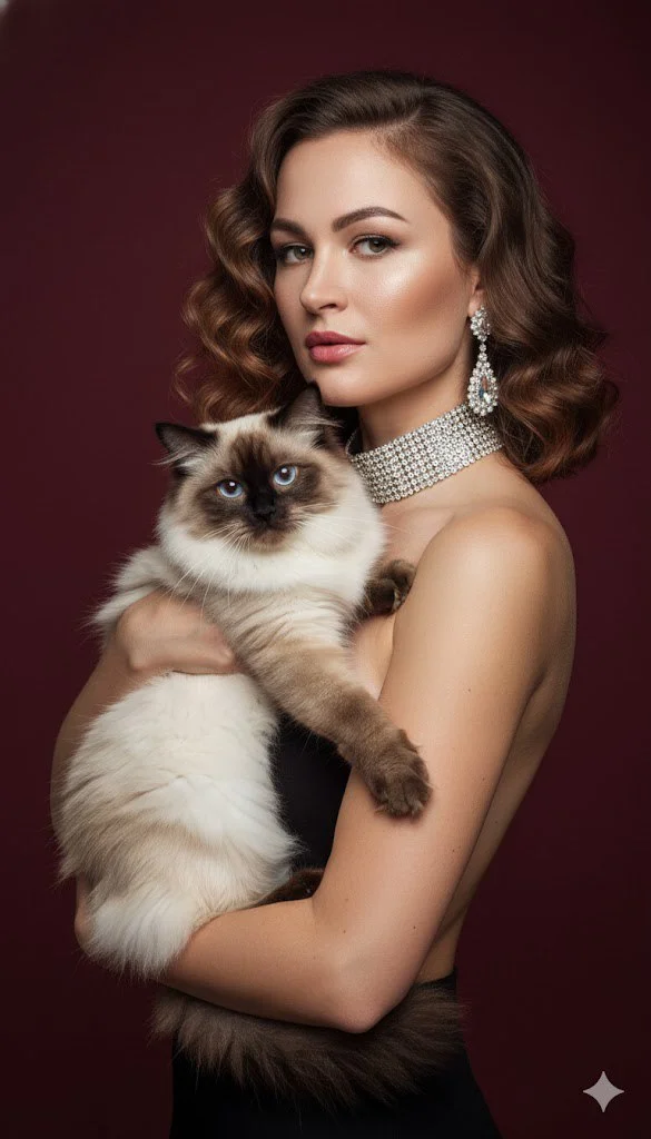 ИИ-фото — Красавица и кот