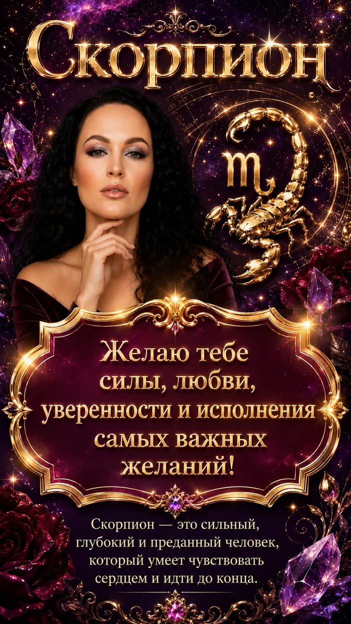 Фотооткрытка для знака зодиака Скорпион 