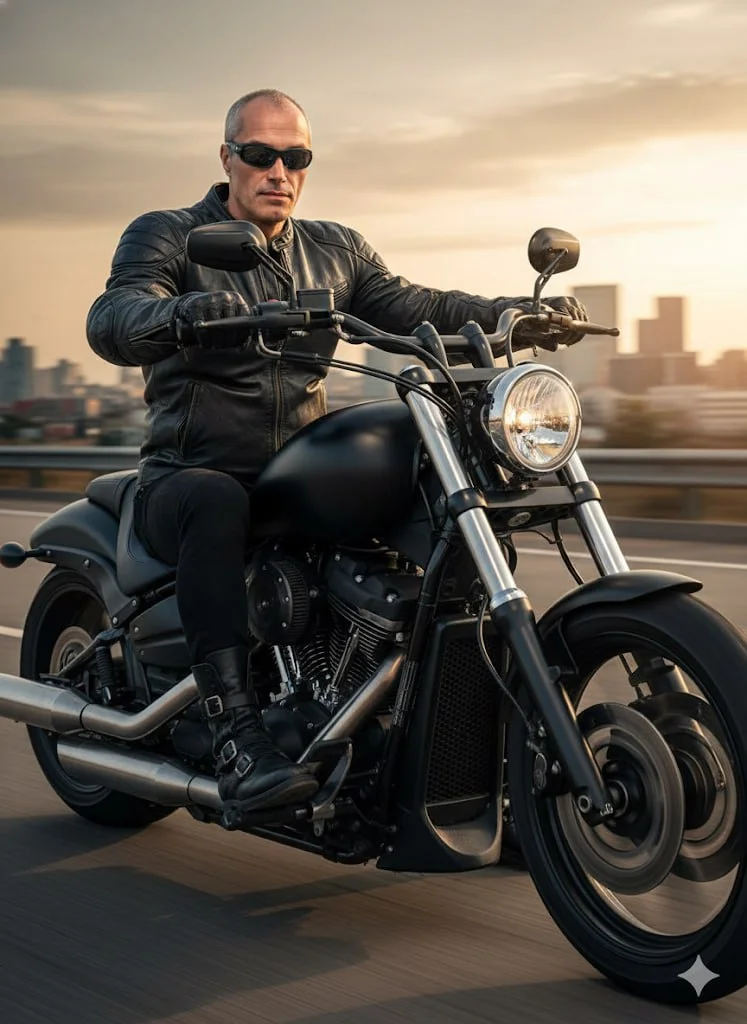 Дорожный волк на байке