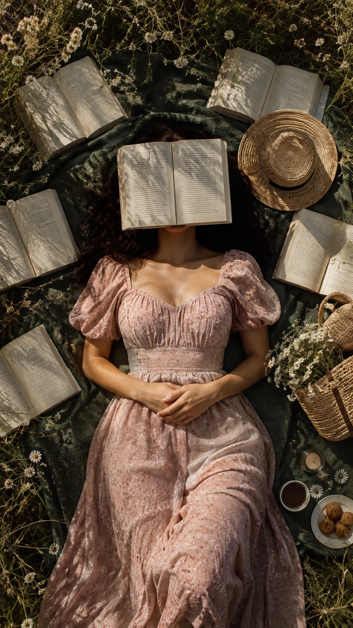Фотосессия в домашней библиотеке с книгой