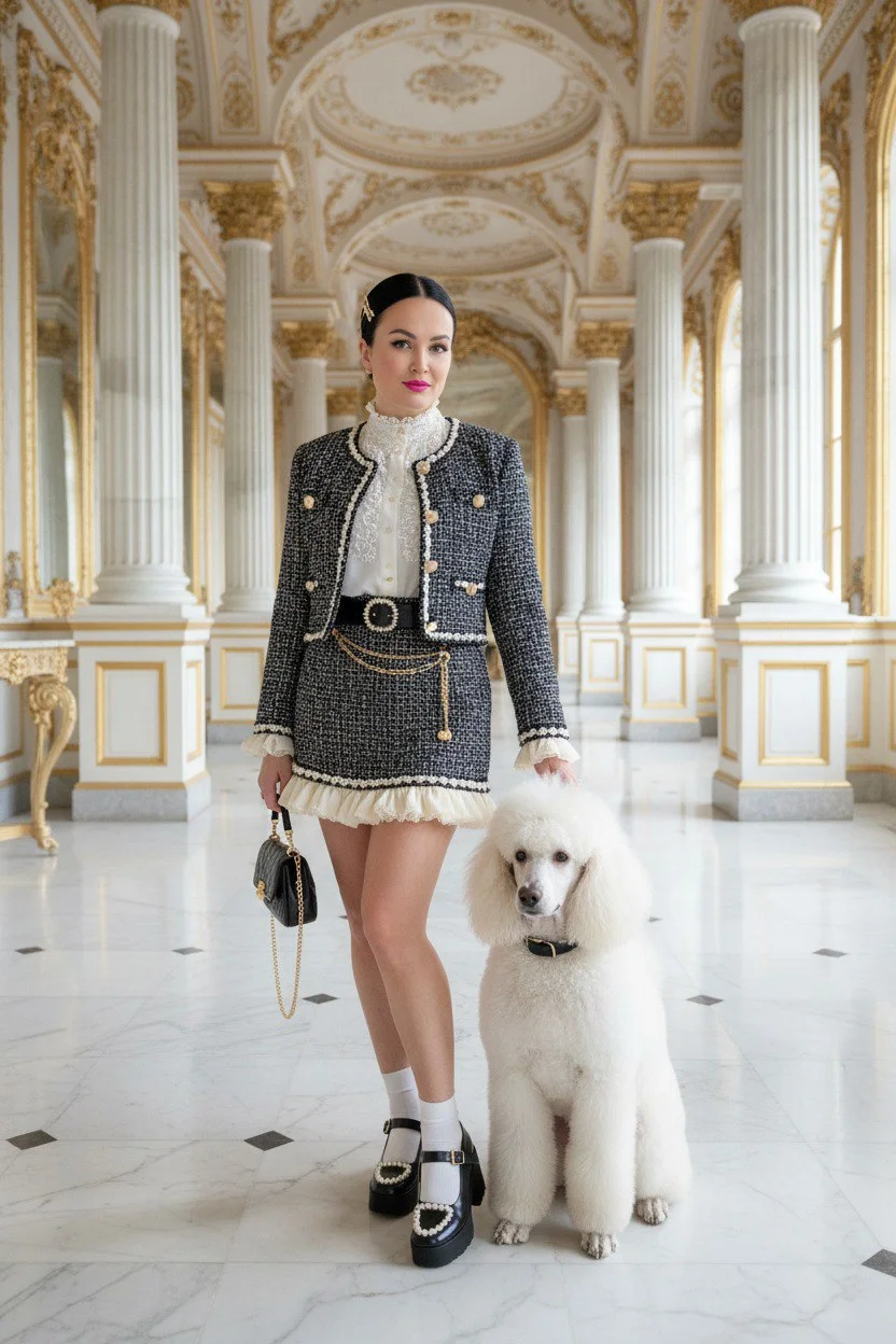 Аристократка и пудель во дворце