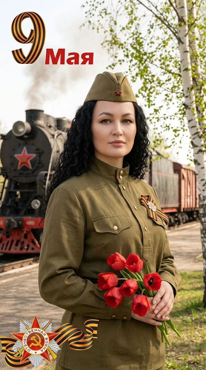 Фото  открытка на 9 мая с вашим лицом 