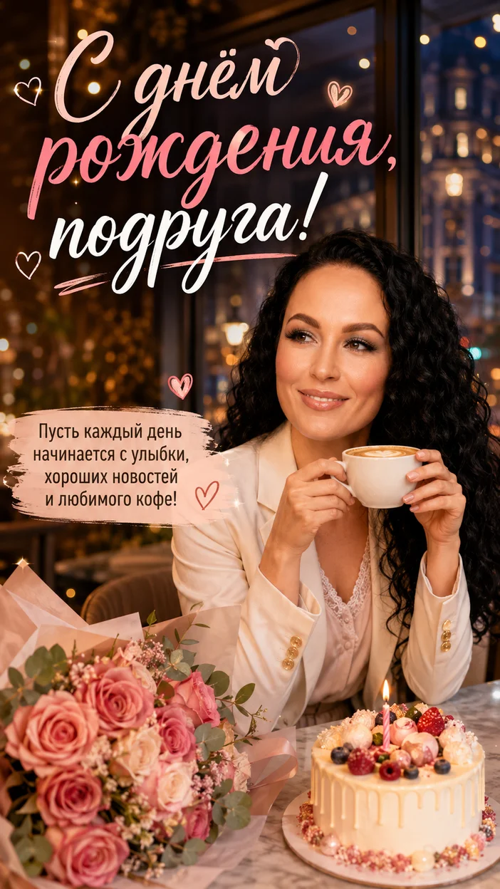 Фотосессия подруги с днём рождения в кафе