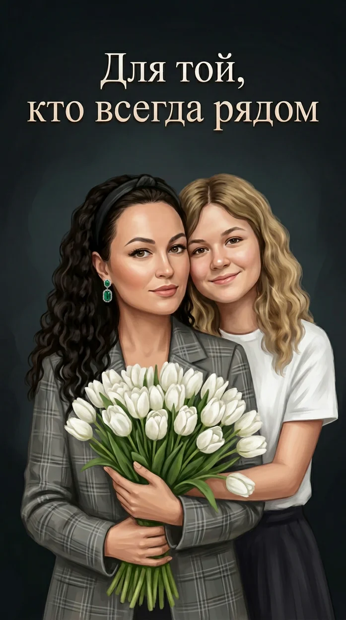 Открытка для мамы с двумя фото 