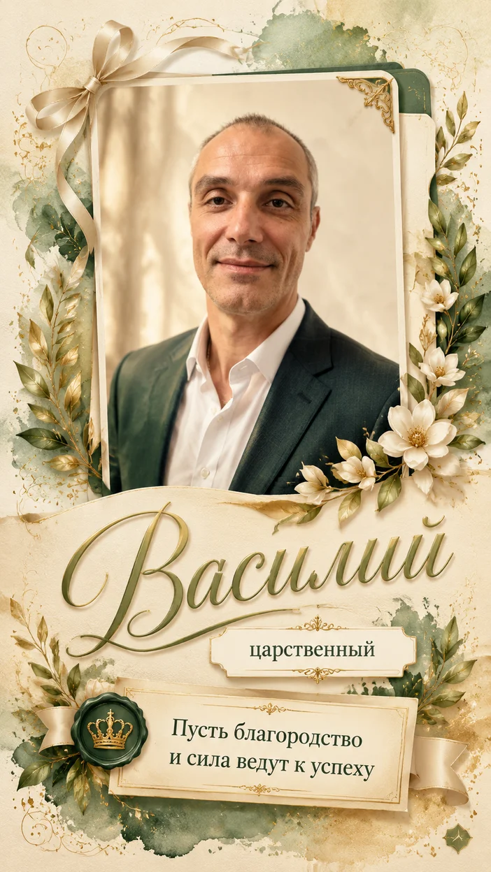 «Василий» именная открытка 
