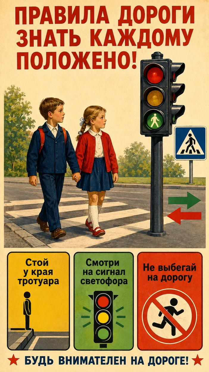 Фотосессия школьного плаката ПДД для детсада