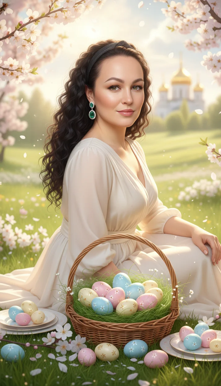 Пасхальная открытка с нежной весенней атмосферой