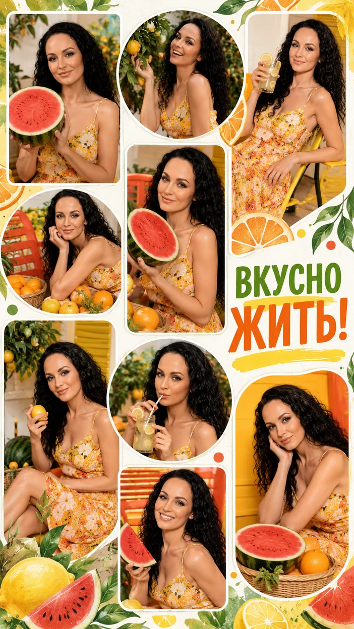 Фотосессия летний фруктовый коллаж
