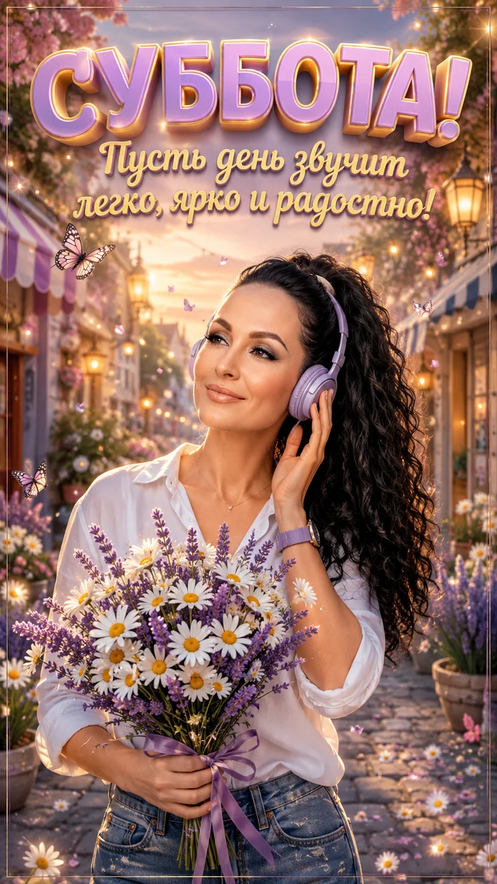 Фотооткрытка для неё с поздравлением "СУББОТА!"