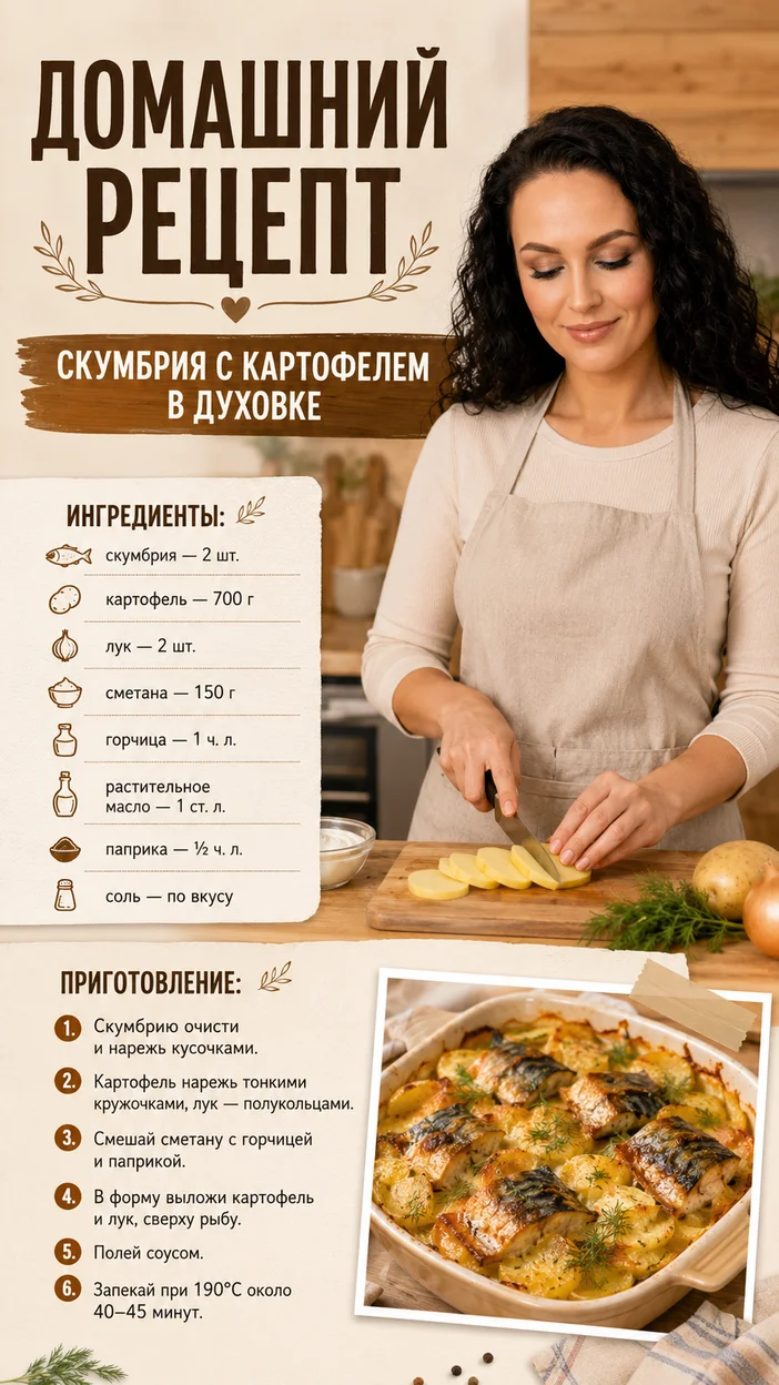 Фотосессия скумбрии с картофелем в духовке