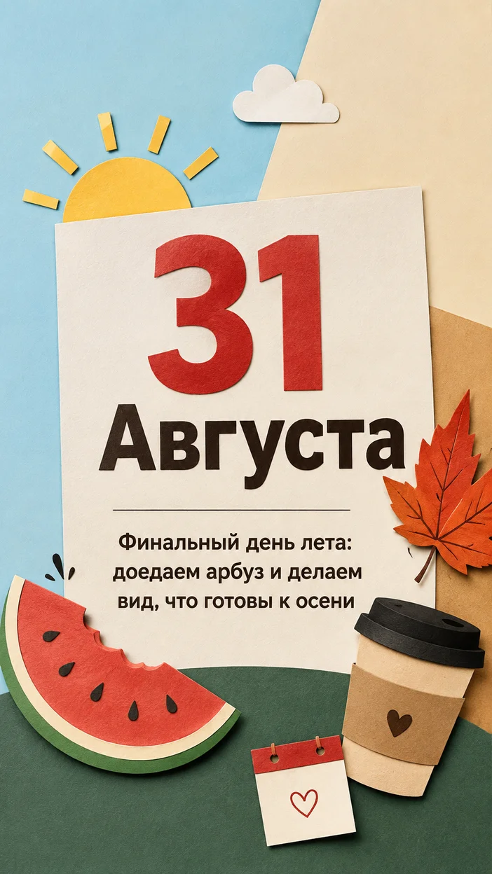 Музыкальная открытка на 31 августа  с пожеланием 