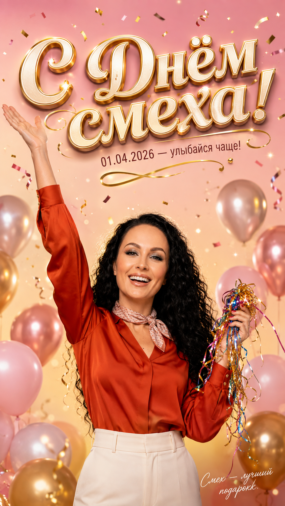 День смеха — 01.04.2026 — яркая студийная открытка