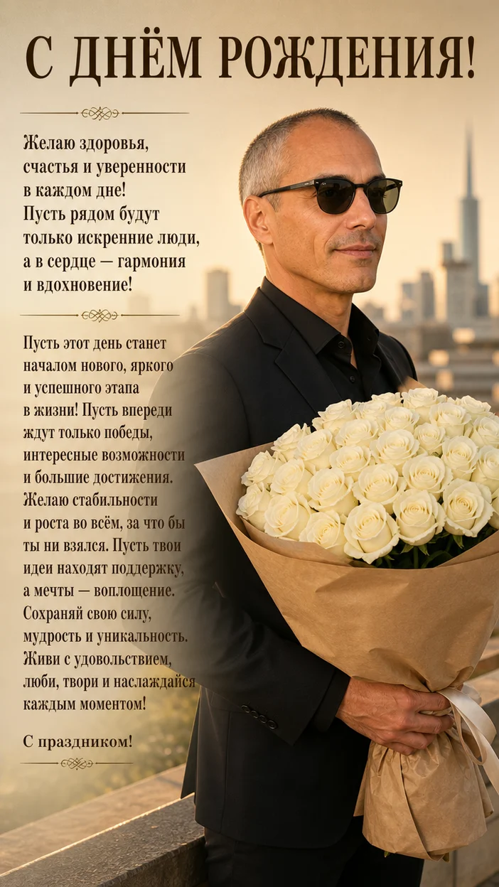 Фотосессия мужчина с букетом белых роз в профиль