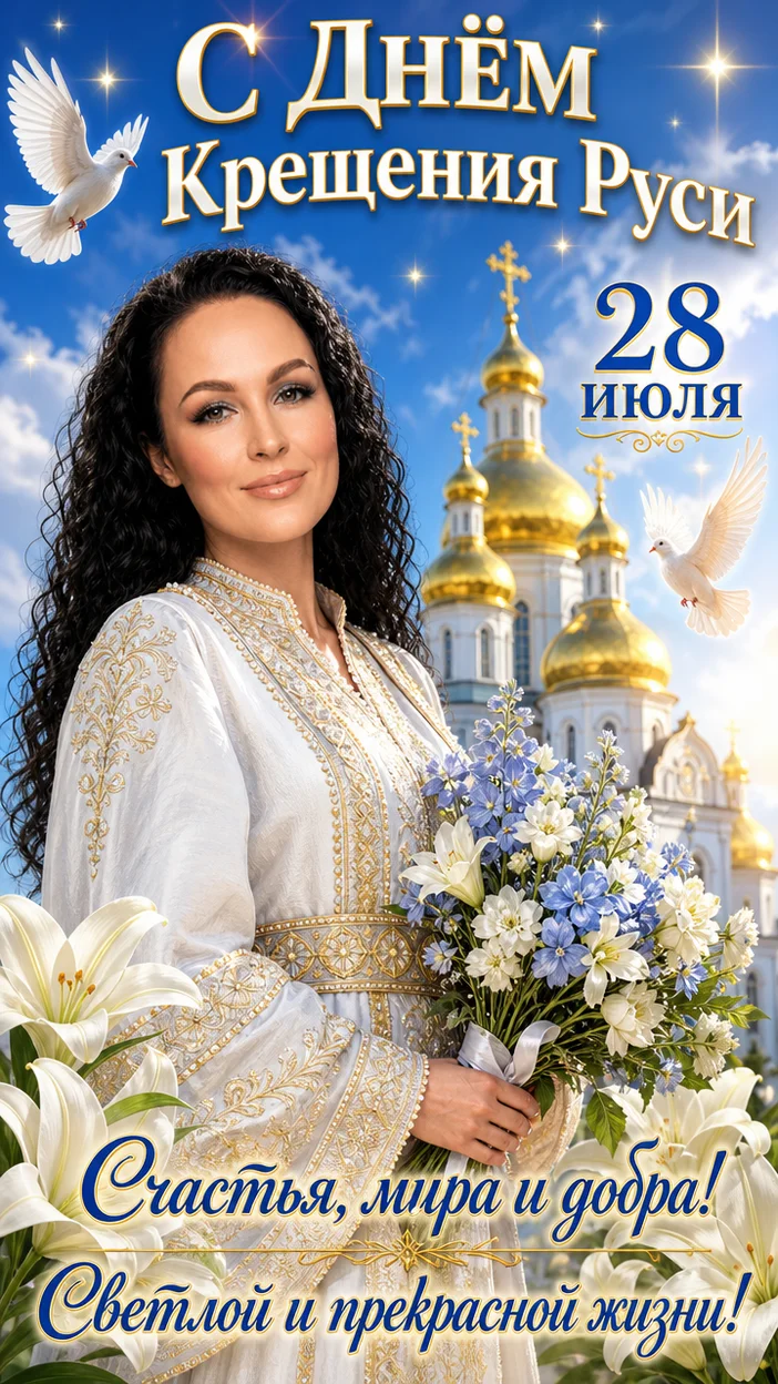Фотосессия праздничная у собора с букетом и лилиями
