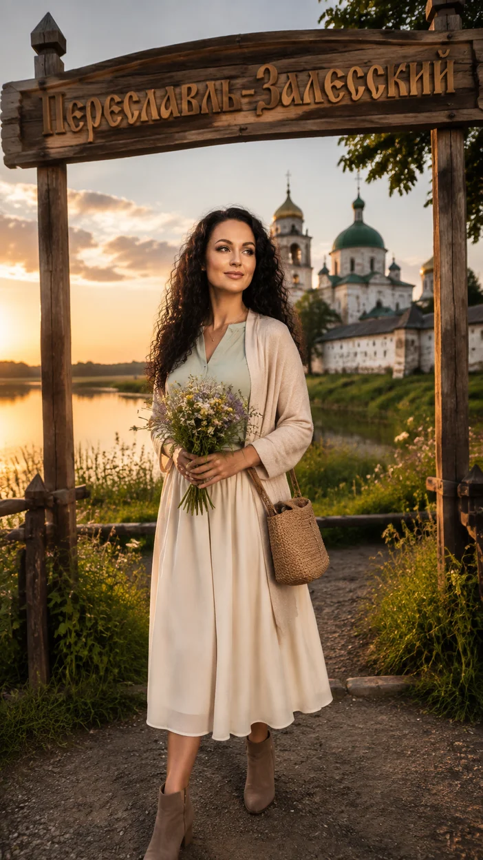 Фотосессия девушки в Переславле-Залесском у озера