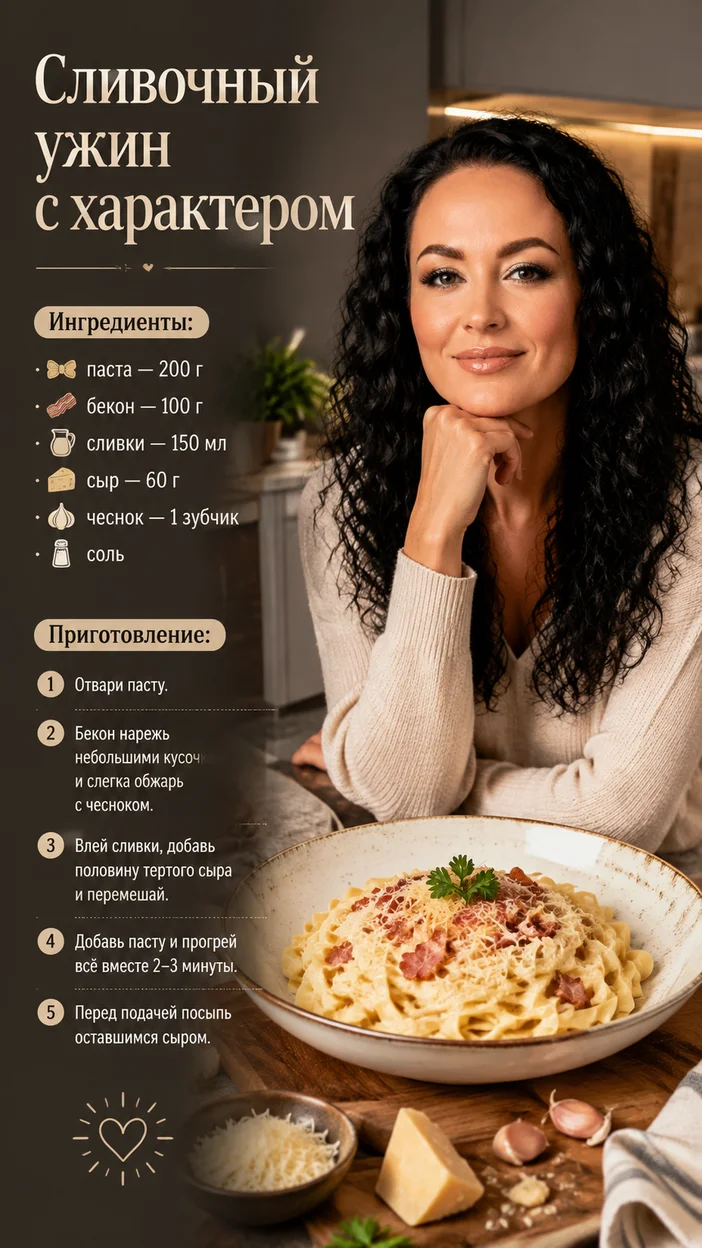 Фотосессия сливочного ужина с беконом