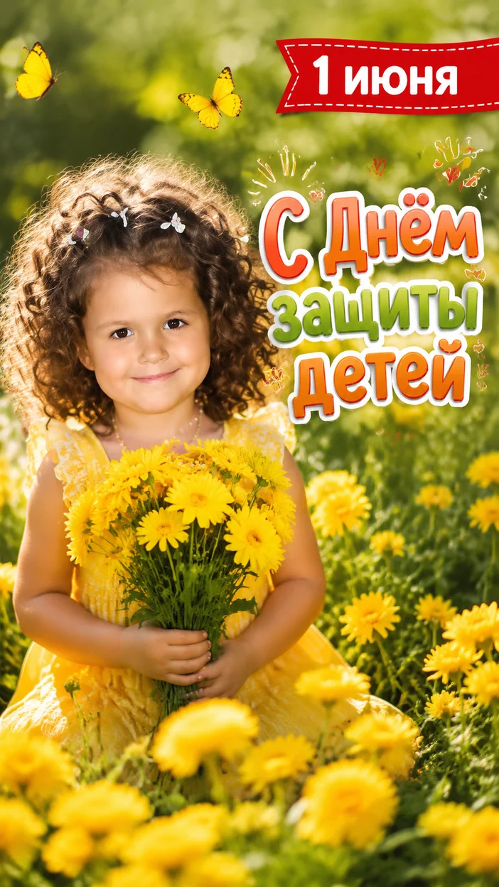 Открытка на 1 июня с днем защиты детей 