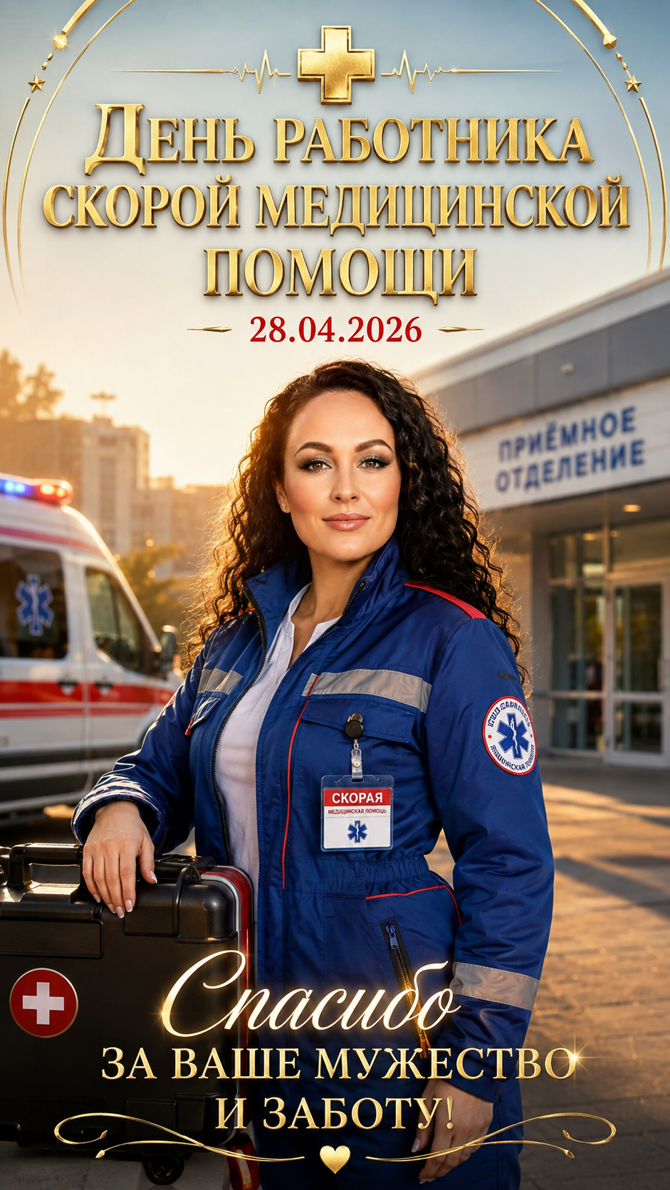 День работника скорой медицинской помощи — 28.04.2026 — светлая профессиональная открытка