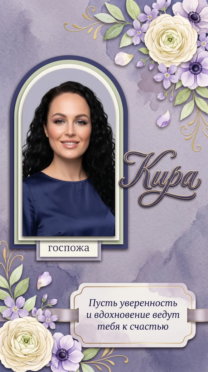 «Кира» именная открытка 