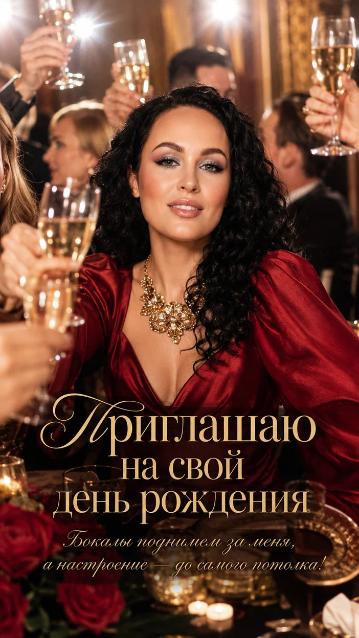 баннер-приглашение с бокалом 