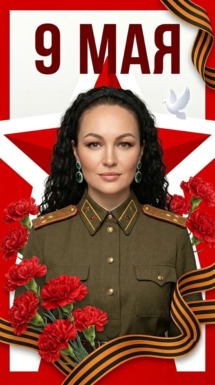  праздничный плакат в стиле советской открытки ко Дню Победы