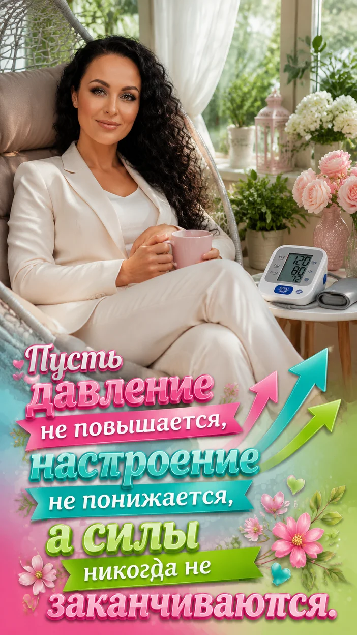 Фотооткрытка для тебя с пожеланием "Пусть давление не повышается, настроение не понижается, а силы никогда не заканчиваются."
