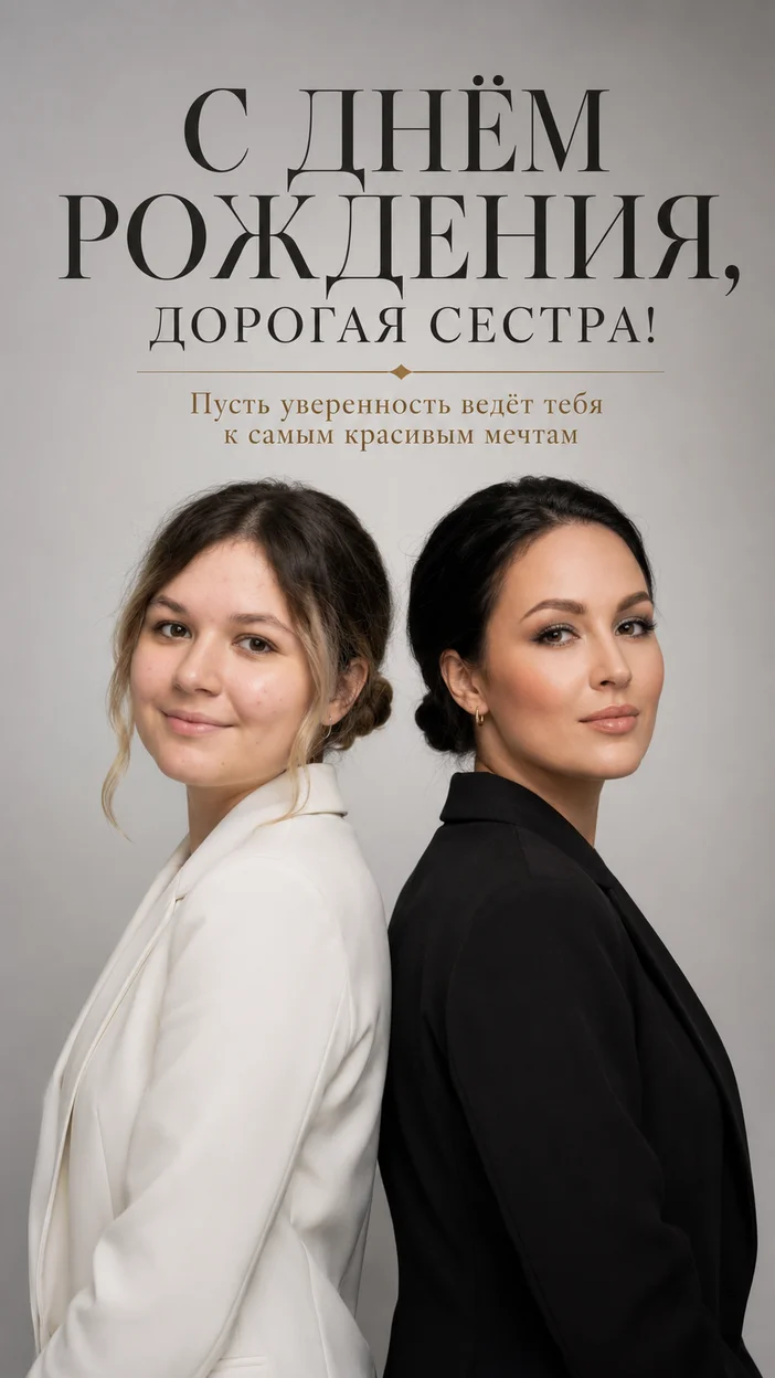 Фотосессия элегантные сёстры в контрастных жакетах с журнал‑стилем   Две сестры , день рождения 