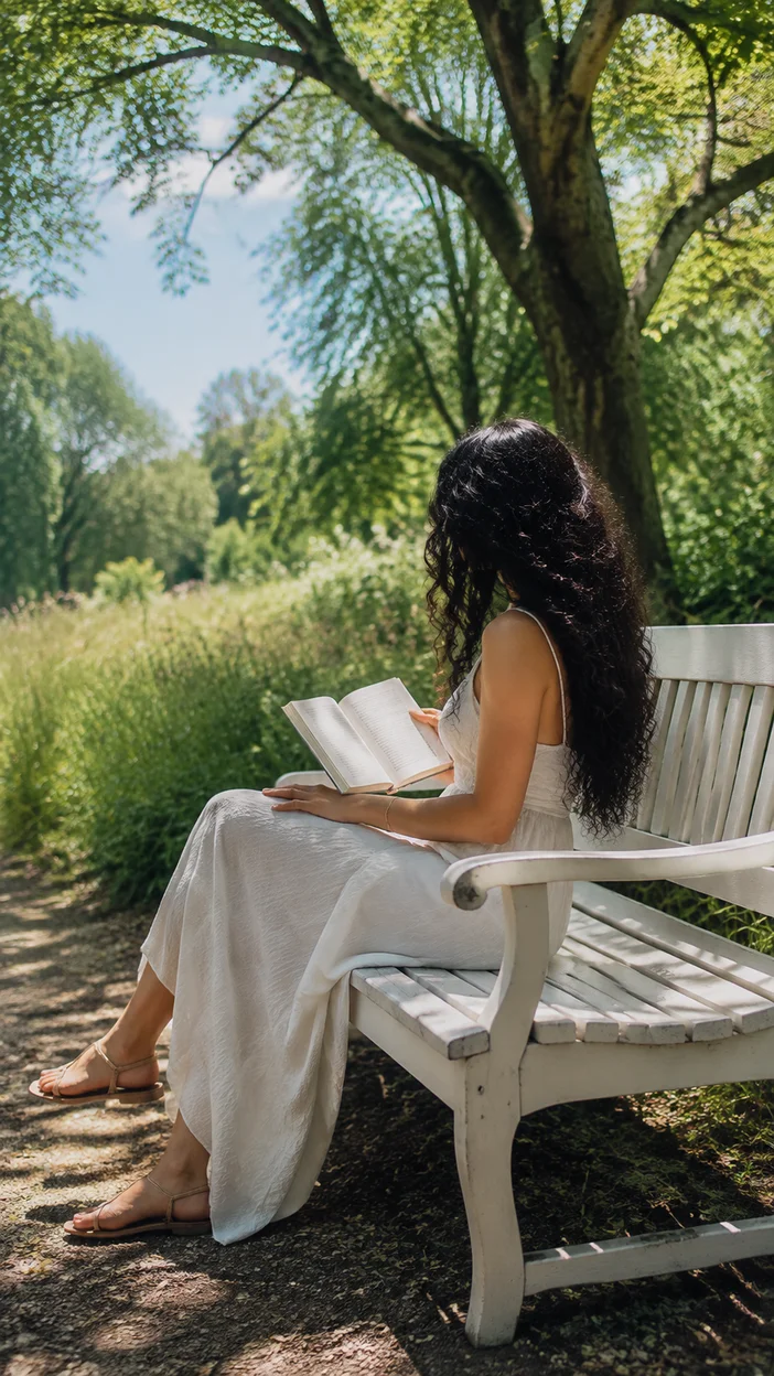 Фотосессия девушки с книгой в парке