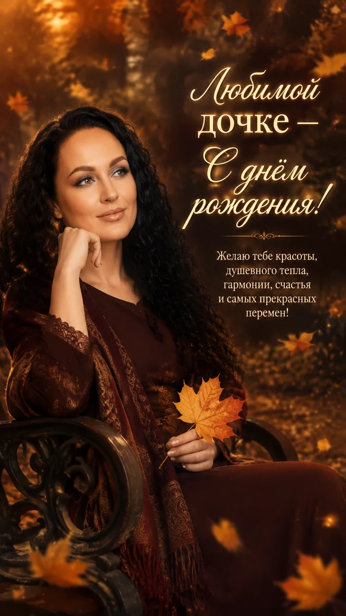 Фотооткрытка для дочери с поздравлением "Любимой дочке — С днём рождения!"